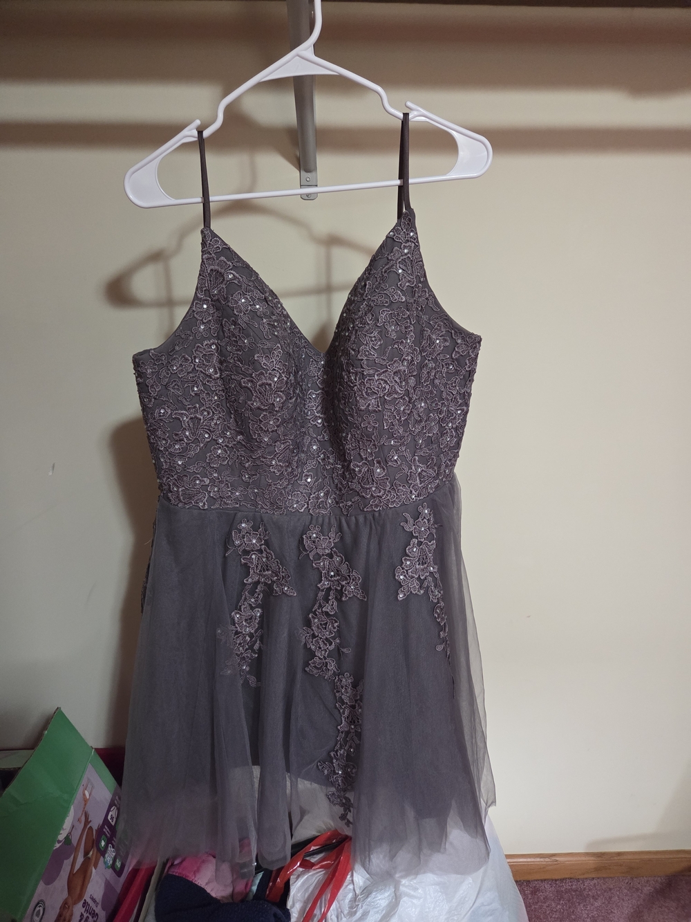 Lace Appliqué Spaghetti Strap Chemise in Dusty Plum